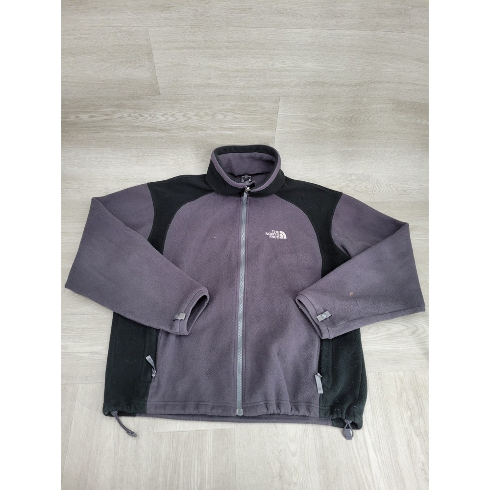 The North Face Men's Medium Fleece Jacket Black Gray Full Zip Outdoor